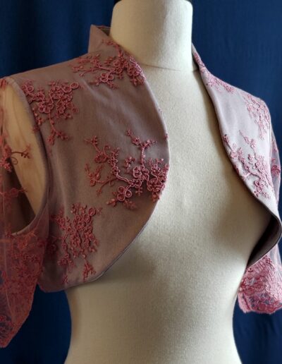 Boléro dentelle soft Rose poudré-Création Sur mesure- christine -Atelier Couture ©Tex-Stylez-Vous -Soissons-événements Mariages